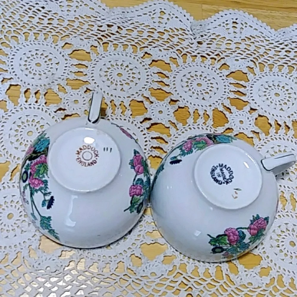 Maddock China, set of two vintage cups, Made in England